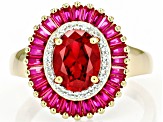 Lab Created Ruby And White Zircon 18k Yellow Gold Over Sterling Silver Ring 3.43ctw