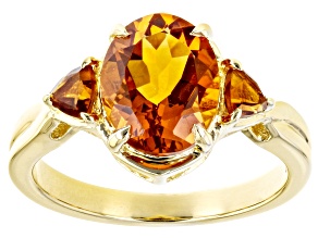 Orange Madeira Citrine 18k Yellow Gold Over Sterling Silver Ring 2.47ctw
