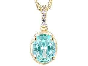 Green Lab Created Spinel 18k Yellow Gold Over Sterling Silver Pendant With Chain 2.30ctw