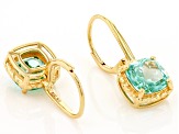 Green Lab Created Spinel 18k Yellow Gold Over Sterling Silver Earrings 4.11ctw