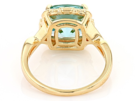 Green Lab Created Spinel 18k Yellow Gold Over Sterling Silver Ring 3.74ct