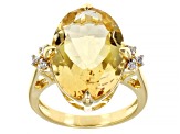 Champagne Quartz 18k Yellow Gold Over Sterling Silver Ring 8.55ctw