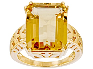 Picture of Champagne Quartz 18k Yellow Gold Over Sterling Silver Ring 10.40ct