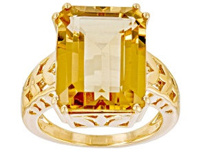 Champagne Quartz 18k Yellow Gold Over Sterling Silver Ring 10.40ct