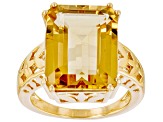 Champagne Quartz 18k Yellow Gold Over Sterling Silver Ring 10.40ct