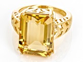 Champagne Quartz 18k Yellow Gold Over Sterling Silver Ring 10.40ct