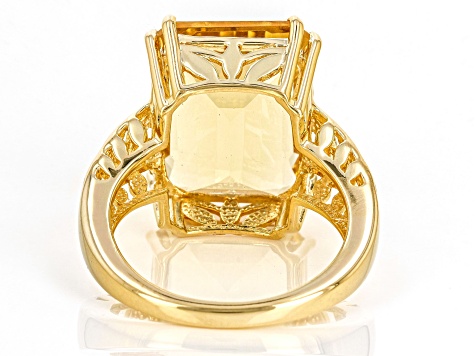 Champagne Quartz 18k Yellow Gold Over Sterling Silver Ring 10.40ct