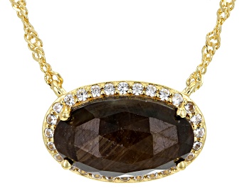 Picture of Golden Sheen Sapphire 18k Yellow Gold Over Sterling Silver Necklace 5.40ctw