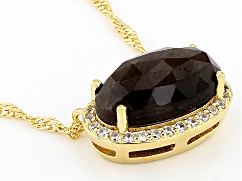 Golden Sheen Sapphire 18k Yellow Gold Over Sterling Silver Necklace 5.40ctw