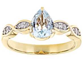 Blue Aquamarine 18k Yellow Gold Over Sterling Silver Ring 0.81ctw