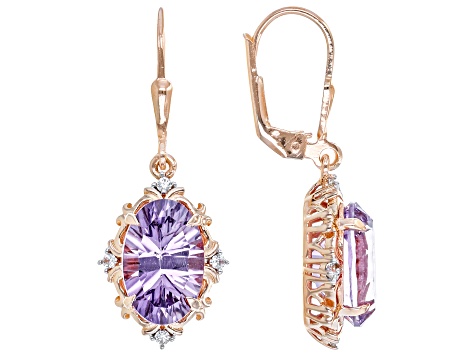 Purple Amethyst 18k Rose Gold Over Sterling Silver Earrings 5.24ctw