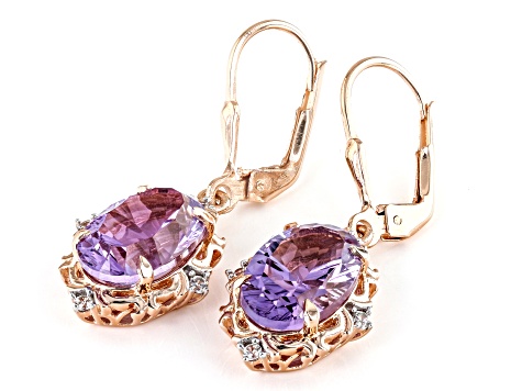 Purple Amethyst 18k Rose Gold Over Sterling Silver Earrings 5.24ctw