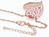 Pink Lab Created Sapphire 18k Rose Gold Over Sterling Silver Heart Pendant with Chain 3.09ctw