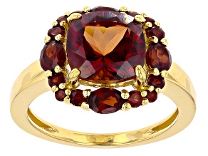 Red Labradorite 18k Yellow Gold Over Sterling Silver Ring 3.08ctw