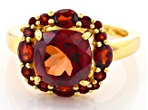 Red Labradorite 18k Yellow Gold Over Sterling Silver Ring 3.08ctw