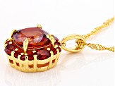 Red Labradorite 18k Yellow Gold Over Sterling Silver Pendant With Chain 3.08ctw