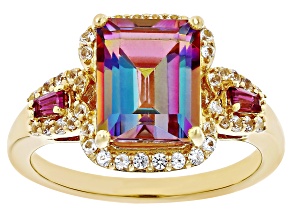 Orange Northern Lights™ Quartz 18k Yellow Gold Ring 2.69ctw