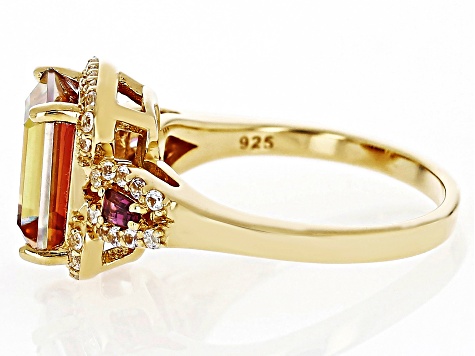Orange Northern Lights™ Quartz 18k Yellow Gold Over Sterling