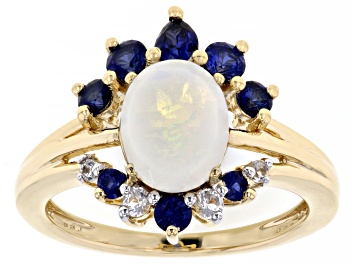 Picture of Rainbow Moonstone 18k Yellow Gold Over Sterling Silver Ring 0.91ctw
