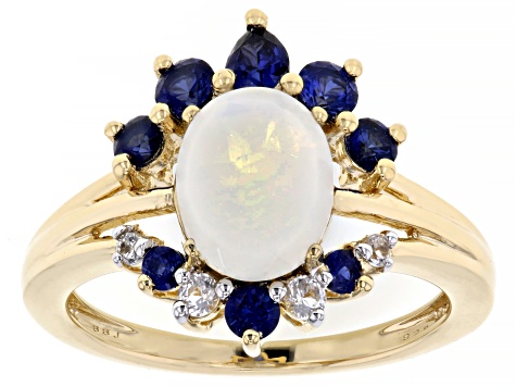 Rainbow Moonstone 18k Yellow Gold Over Sterling Silver Ring 0.91ctw