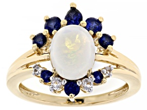 Rainbow Moonstone 18k Yellow Gold Over Sterling Silver Ring 0.91ctw
