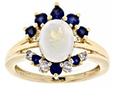 Rainbow Moonstone 18k Yellow Gold Over Sterling Silver Ring 0.91ctw