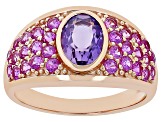 Purple Amethyst 18k Rose Gold Over Sterling Silver Ring 2.37ctw