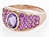 Purple Amethyst 18k Rose Gold Over Sterling Silver Ring 2.37ctw