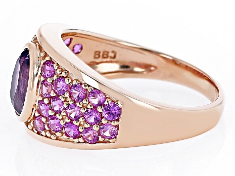 Purple Amethyst 18k Rose Gold Over Sterling Silver Ring 2.37ctw