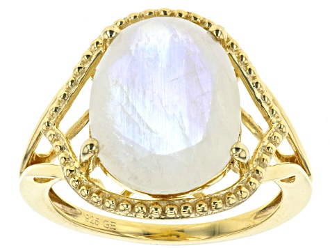 Rainbow Moonstone 18k Yellow Gold Over Sterling Silver Ring