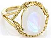 Rainbow Moonstone 18k Yellow Gold Over Sterling Silver Ring