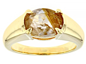 Golden Rutilated Quartz 18k Yellow Gold Over Sterling Silver Ring 2.29ct