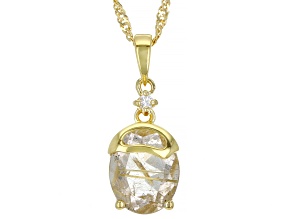 Golden Rutilated Quartz 18k Yellow Gold Over Sterling Silver Pendant with Chain 3.07ctw
