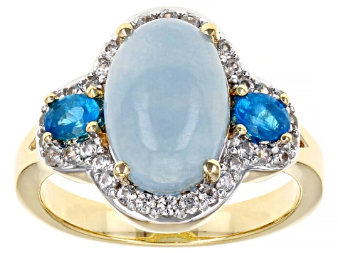 Dreamy Aquamarine 18k Yellow Gold Over Sterling Silver Ring 3.74ctw