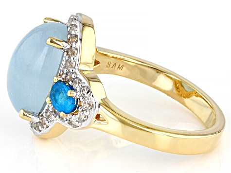 Dreamy Aquamarine 18k Yellow Gold Over Sterling Silver Ring 3.74ctw