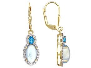 Dreamy Aquamarine 18k Yellow Gold Over Sterling Silver Earrings 4.17ctw