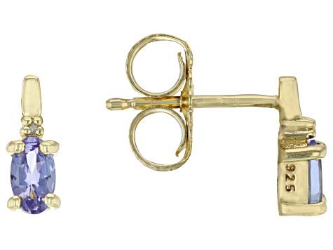 Blue Tanzanite 18k Yellow Gold Over Sterling Silver Ring, Earrings & Pendant with Chain Set 1.52ctw