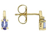 Blue Tanzanite 18k Yellow Gold Over Sterling Silver Ring, Earrings & Pendant with Chain Set 1.52ctw