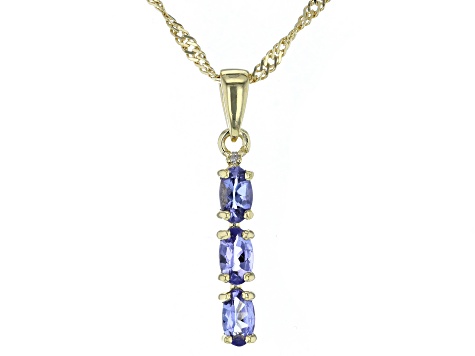 Blue Tanzanite 18k Yellow Gold Over Sterling Silver Ring, Earrings
