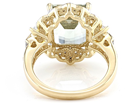 Prasiolite 18k Yellow Gold Over Sterling Silver Ring. 5.24ctw
