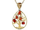 Orange Amber 18k Yellow Gold Over Sterling Silver Tree Of Life Pendant With Chain