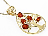 Orange Amber 18k Yellow Gold Over Sterling Silver Tree Of Life Pendant With Chain