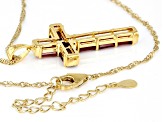 Red Garnet 18k Yellow Gold Over Sterling Silver Cross Pendant with Chain 4.24ctw