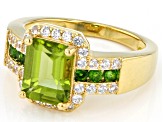 Green Peridot 18k Yellow Gold Over Sterling Silver Ring 3.12ctw