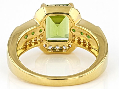 Green Peridot 18k Yellow Gold Over Sterling Silver Ring 3.12ctw