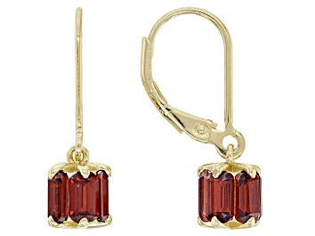 Picture of Red Garnet 18k Yellow Gold Over Sterling Silver Earrings 3.40ctw