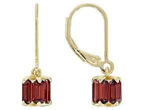 Red Garnet 18k Yellow Gold Over Sterling Silver Earrings 3.40ctw