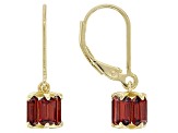 Red Garnet 18k Yellow Gold Over Sterling Silver Earrings 3.40ctw