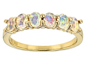 Multi-Color Ethiopian Opal 18k Yellow Gold Over Sterling Silver Ring 0.55ctw