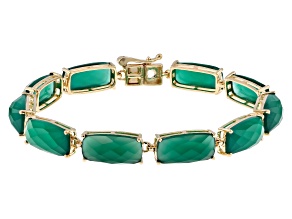 Green Onyx 18k Yellow Gold Over Sterling Silver Tennis Bracelet